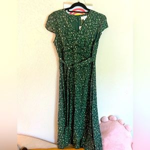 RIHOAS women’s dress, long, NWT. Deep green with light pink florals.